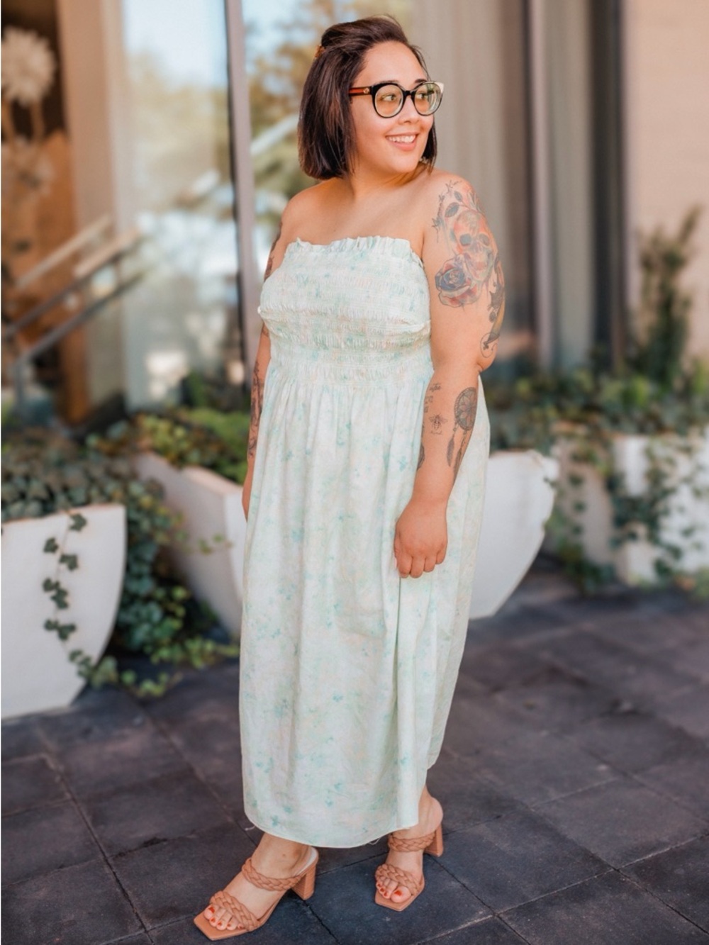 H&M Smocked Strapless Dress